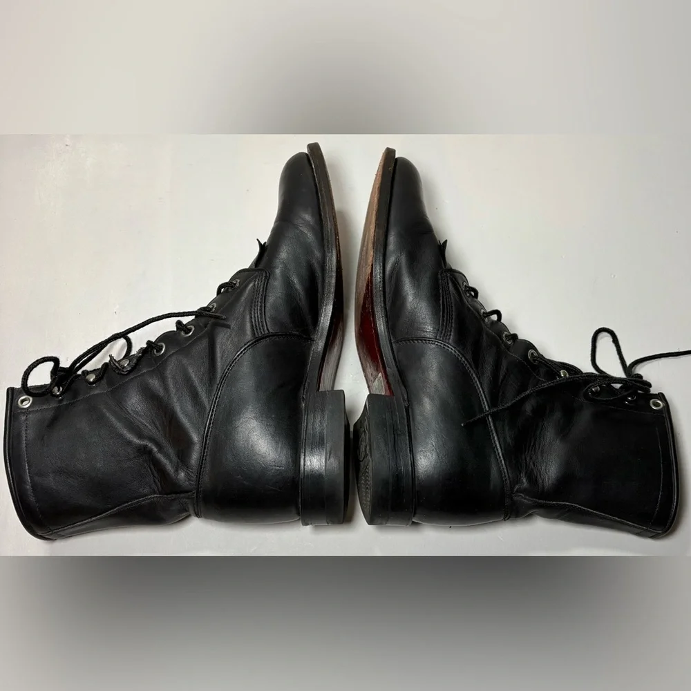 Vintage Justin L620 Black Leather Lace-Up Kiltie Roper Boots - Picture 5 of 7